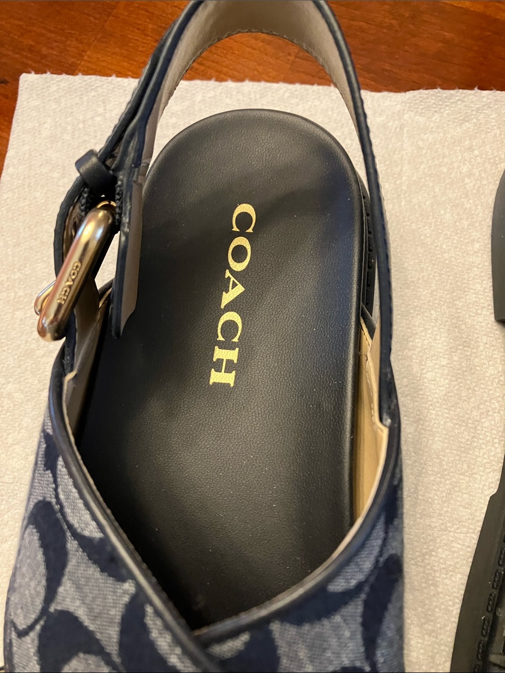 COACH.Navy Signature Canvas Crisscross Slingback Sandals with Box. Size 7 Worn 1 - Picture 8 of 16